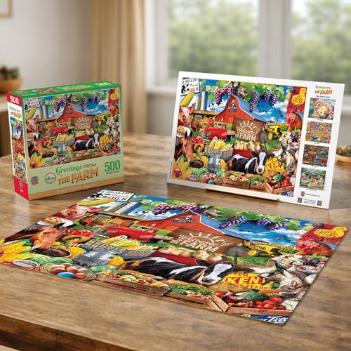 Masterpieces Greetings from the Farm Jigsaw Puzzle - 500 Pieces, Farmhouse Theme - Adult - style: The Farm