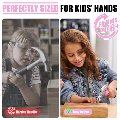 32-Piece Kids Real Tool Set, Pink Child Size Hand Tools, Age 6+ - color: Pink