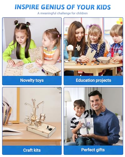 Poraxy STEM Kits for Kids Ages 8-10-12, 5 Set Wooden 3D Puzzles, Educational Science Experiment Building Projects Crafts, Toys for Ages 8-13, Birthday Gifts for Boys Girls 8 9 10 11 12 13 Years Old
