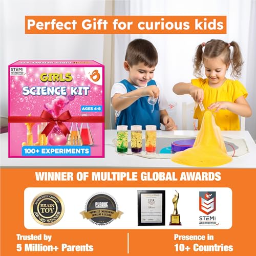 Butterfly EduFields 100+ Experiments Girls Science Kit for Kids Age 5-7 6-8 - style: Girl Science Kit 4-8