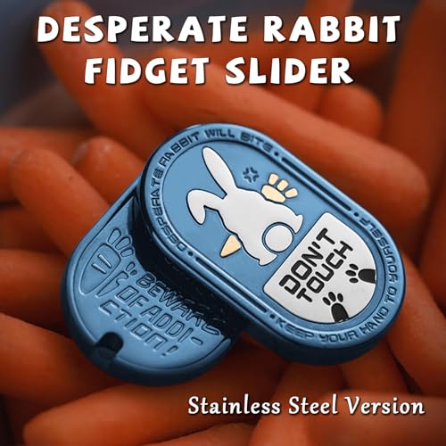 Desperate Rabbit Fidget Slider, Metal Fidget Toys Adults Haptic Coin Infinite Rotation Push, EDC Fidget Toys Sensory Toy Executive Desk Toy for Keep Focus & Stress Relief (Jewel Blue) - color: Jewel Blue