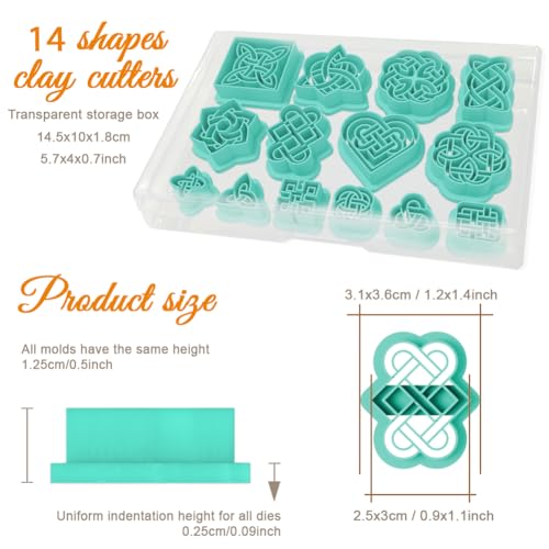 ORIGACH 14 Pcs Chinese Style Celtic Knot Polymer Clay Cutters Set - style: Celtic Knot