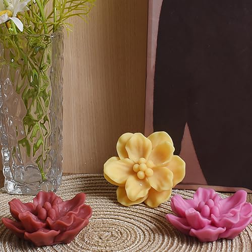 Camellia Flower Succulent Candle Mold Resin Casting Silicone Molds for Home Decor & Candle Making Wave Spiral Mold - color: flower-camellia-1064