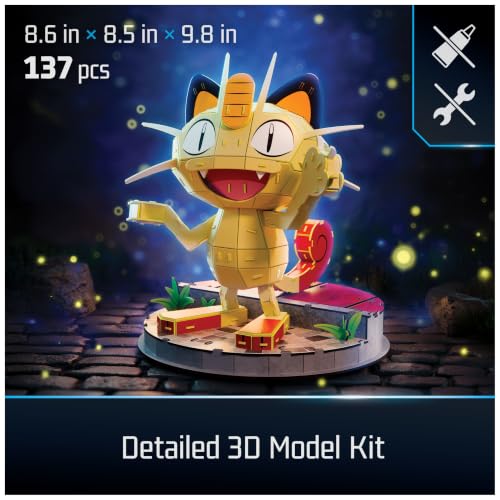 4D Build Pokémon Meowth 3D Puzzle Model Kit, Desk Décor, Shelf Display - style: Meowth 137 pcs