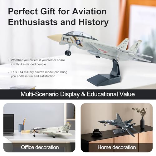 1:72 Scale F-14 Tomcat Fighter Jet Quick Build Model Kit (White) - color: White