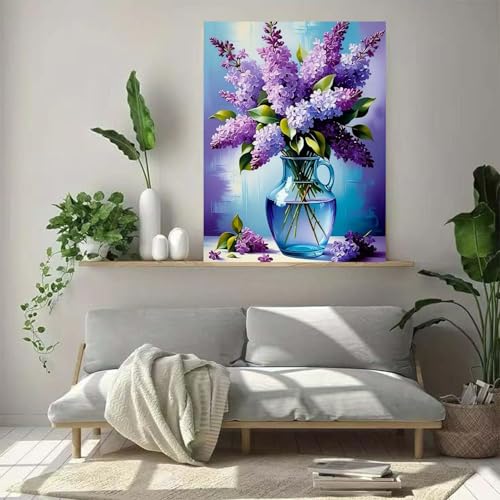 ZHUDENGXJL Vase Flower Diamond Art Kits for Adults,5D Full Round Drill Diamond Painting Kits for Beginners,DIY Diamond Dots Gem Paintings Kits Arts Craft for Adults,Home Wall Decor 12 X 16Inch - color: DZ907