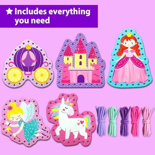 KRAFUN Princess & Castle Lacing Cards Age 3+ | 5 Projects - color: Princess - Standard