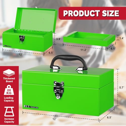 P.I.T. Metal Tool Box 12 Inch,Portable Small Toolbox with Latch,Green - color: Green, size: 12 Inch