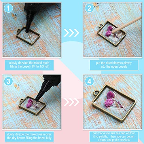Inbagi 180 Pcs Open Bezels for Resin Jewelry, Hollow Frame Pendants Kit - color: Gold Silver and bronze, size: Classic