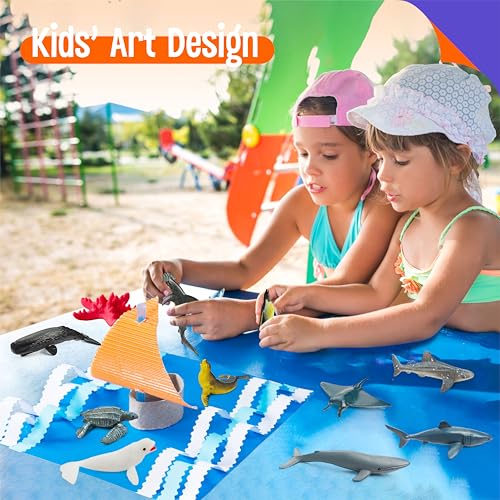 12 Marine Animal Figurines for Kids, Plastic Animal Toys Tiny Portable Sea Creature Figures Playset Montessori Toy Educational Game for Homeschool Preschool Toddler Kids - style: Marine animals (excluding cards)