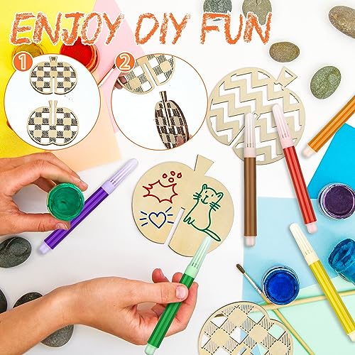 Huwena 36 Pcs Fall Craft Set 24 Wood Pumpkin Cutout for Adult,Pumpkin