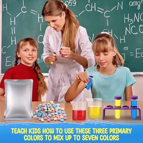 Color Science Kit, 120 Fizzing Tablets, Test Tubes and Beakers