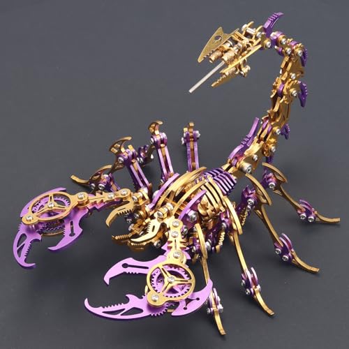 3D Metal Puzzles for Adults, Metal Model Kits Scorpion Metal Building Kit - color: Purple and Gold