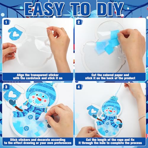 DoubleFill 48 Pcs Winter Snowman Suncatchers DIY Kit, Window Ornaments - style: Winter Snowman