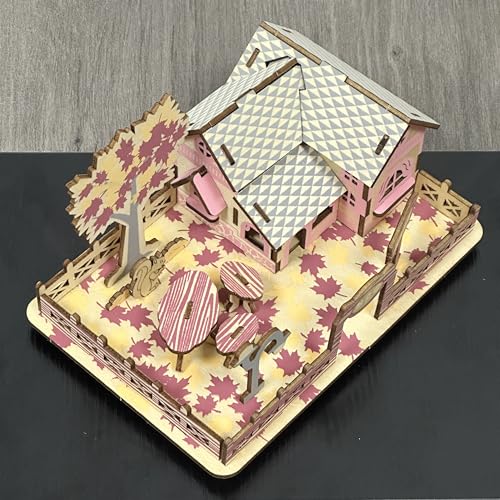 Log Cabin 3D Wooden House Puzzle,DIY Mini Building Model Kit,007 - color: 007
