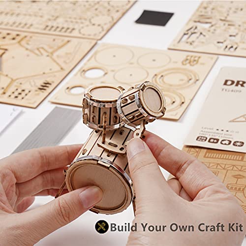 ROBOTIME 3D Puzzle Wooden Craft Kits DIY Model Kit to Build Five-Storied Pagoda & Drum