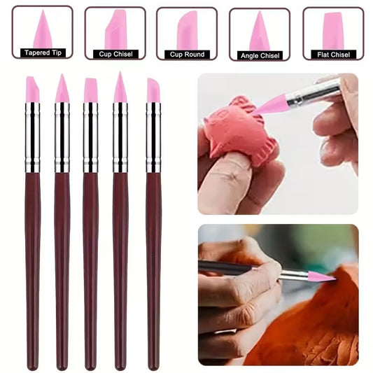 15 PCS Pink Clay Sculpting Tools Set, Professional Silicone Brushes & Dotting Tools Kit for Polymer Clay, Air Dry Clay, Pottery, Modeling & Crafting - color: 15Pcs-Pink