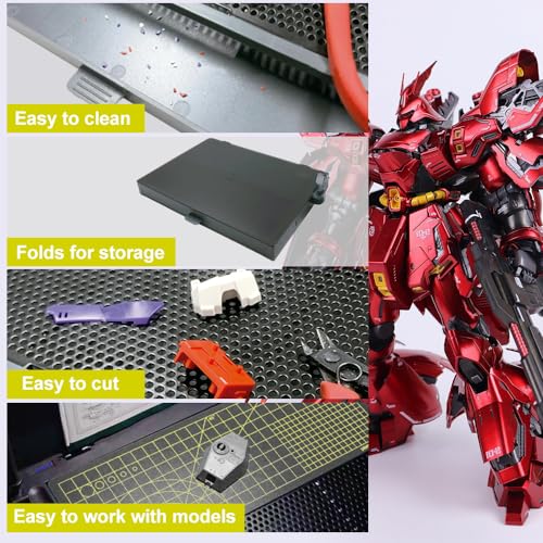 Model Building Kit, Portable Workbench for Cutting and Assembly, Model Kit Tools with LED Lights, Magnifiers, Plastic Storage Drawers, Pliers Holder, Gridded Adhesive Cut Mats, Display Panel - size: PMKJ019