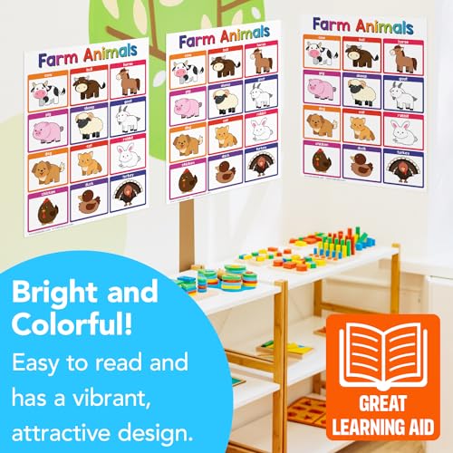 FoldCard Farm Animals Chart Educational Poster 8.5x11 5pk - color: Farm Animals