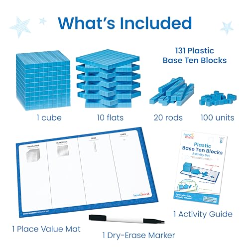 hand2mind Plastic Base Ten Blocks Activity Set, 133 Pieces - style: Plastic