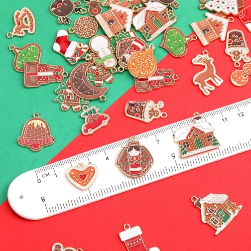 SANNIX 110Pcs/55 Pairs Gingerbread Man Christmas Charms for Jewelry Making - style: Gingerbread Charms