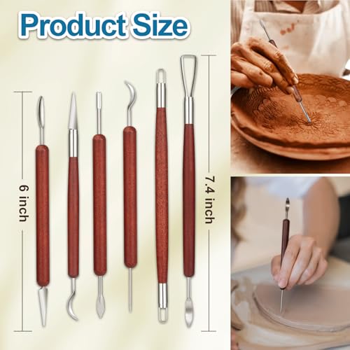 Amrules 6 Pcs Double-Ended Clay Carving Tools Set for Adults, Red - color: Red-Sculpting-6Pcs