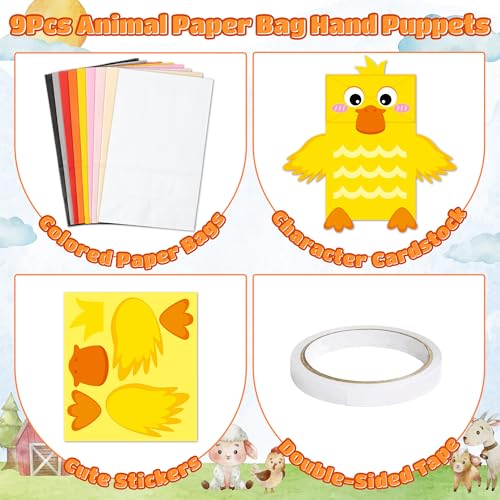 WATINC Hand Puppet Making Kit, Paper Sock Puppet Toys for Kids (Farm)