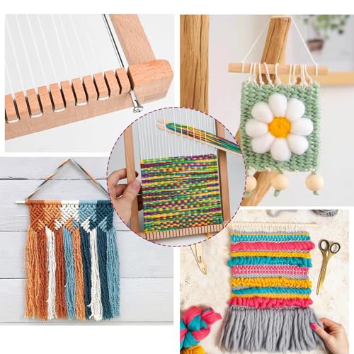 LYKTRIX Weaving Loom for Kids, Wooden Weaving Kit, Loom Kit for Kids Ages 8-12, Great Knitting Looms for Beginners and Girls Over 6 Years Old, Contains Enough Weaving Yarn 11.4" x 7.5" - size: 29×19cm