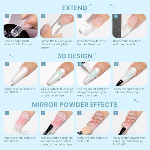 Sculpting Gel for Nail Art, Non-Stick Hand 3D Gel Nail Art - color: Clear&Mikly White&Aurora Green