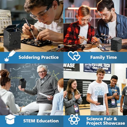 ICSTATION DIY Automatic Trash Can Soldering Practice Kit, Beginner-Friendly Through-Hole Electronics Project to Learn Photoelectric Sensor & STEM Principles, for School Labs & Home Learning