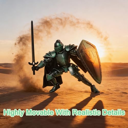 T13 Skeleton Knight Action Figure,DIY Posable Model Collectible Kit (Green) - color: Green