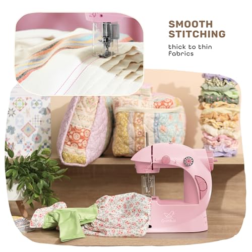 CraftBud Mini Sewing Machine for Beginners, Adults and Kids Sewing Machine - color: Pink, size: Premium Set
