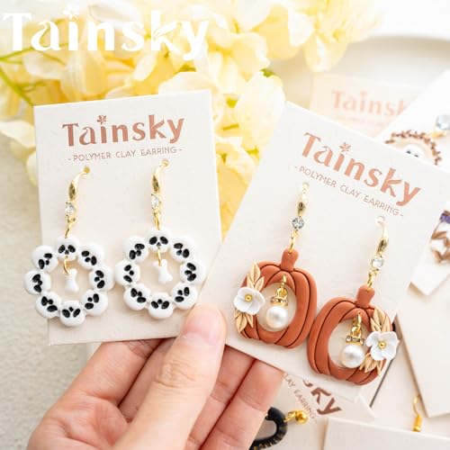 Tainsky Halloween Polymer Clay Cutters for Earrings Making, 19 Shapes for Fall Jewelry Clay Cutters (B) - color: Set B