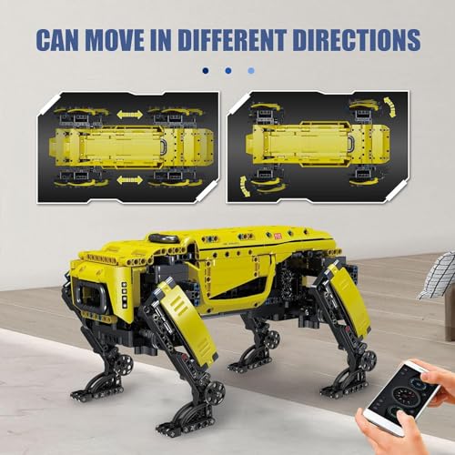 Mould King Robot Dog Building Kit, 936PCS Yellow APP RC Programmable STEM Toy, Robot Toys for Kids, Power Module & Educational Model