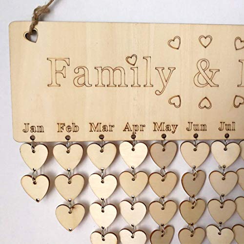 Onwon 100 Pieces Wooden Heart Tags Discs with 2 Holes & 100 Pcs Stainless Steel Rings Connectors for Your DIY Projects Such as Birthday Boards, Chore Boards and Crafts, Diameter is 30 mm/ 1.2 inches