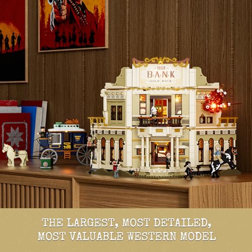 Lumibricks Western Bank Heist Lighting Building Set, 2875 Pcs Old West Set