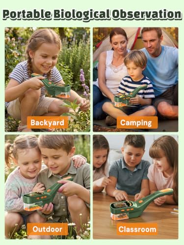 Acoath Microscope for Kids, Bug Catcher, 2.4" IPS Screen Bug Catching Kit - color: Dark Green