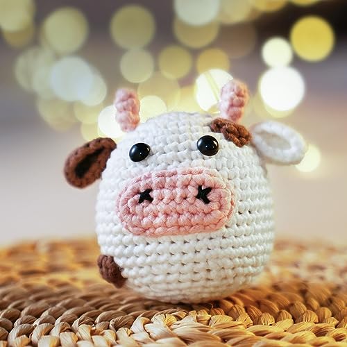 CrochetBox Cow Complete Crochet Kit for Beginners, Easy Craft for Adults - color: Cow