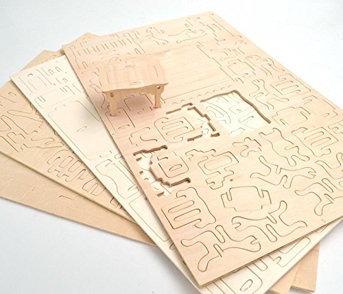 Dollhouse Furniture - Laser Cut Wooden 3D Puzzle Furniture Set- 34 Pieces