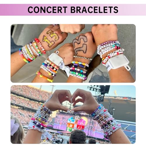 Redtwo Friendship Bracelet Kit Concert Bracelets Merch, 2 boxs 7200pcs Clay Beads Jewelry Making Kit with Number Letter Beads Album Inspired Bracelets Gift for Girls Kids Teen Crafts - color: 24 Colors 7200pcs