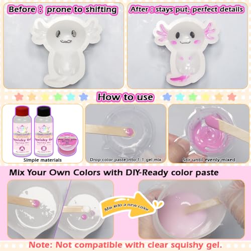 FUNSHOWCASE Taba Squishy Maker Big Axolotl Silicone Mold Gel Kits Pack - color: Axolotl