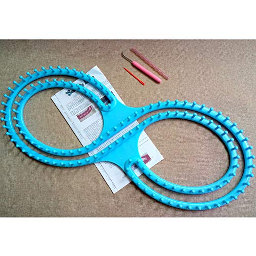 WAYION 55" Afphgan Serenity Loom Knitting Board Weave Loom Kit with Step by Step Instructions Great for the Experienced Loom Knitter(Blue/Pink) (Blue) - color: Blue