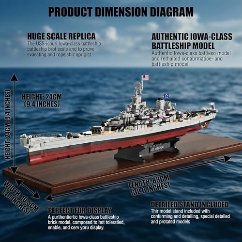 USS Missouri - Battleship Building Blocks,2228 PCS Model Toy for Adults - style: USS Missouri