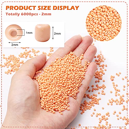 5000pcs Orange Glass Seed Beads Bulk, Small Tiny Waist Spacer Beads for Bracelet, Necklace Jewelry Making, DIY Craft Projects(3mm 8/0) - color: Light Orange, size: 3mm
