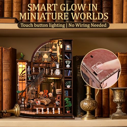 CRIOLPO Book Nook Kits for Adults DIY Miniature House Kit with LED Lights - color: Bacchus Study