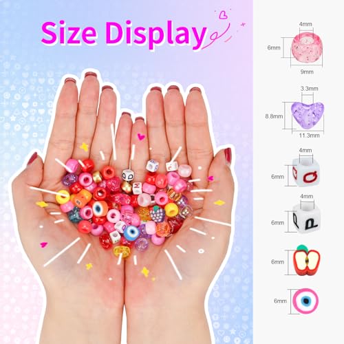 4 Boxes Pony Beads 72 Colors 9mm Friendship Bracelets Making Kit, Rainbow Kandi Beads Bulk Letter Beads for Name Bracelets Jewelry Making Crafts with Elastic String for Mothers Day Gifts - color: 4Boxes-72Colors