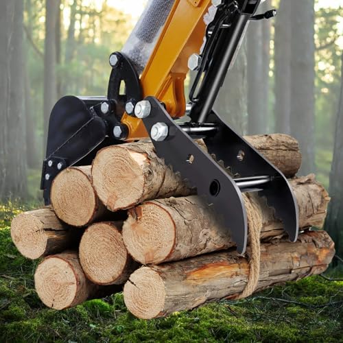 Mini Excavator Hydraulic Thumb Kit,Small Digger Attachments Fit Most of Up to 2 Tons, with2* M14 Hoses and Converters, Black