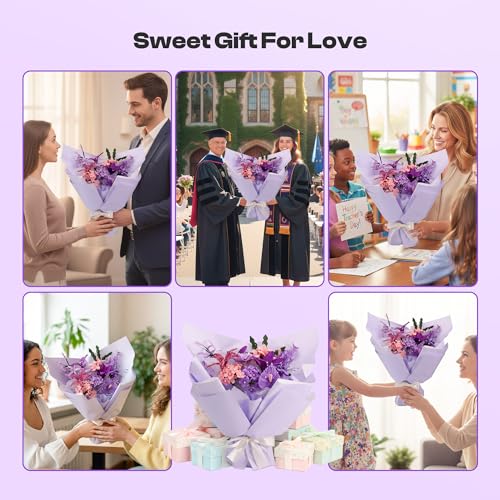 Caydo 700PCS Pipe Cleaner Flower Kit, Purple Craft Chenille Stems Bulk - color: Purple Flowers, style: 620 PCS