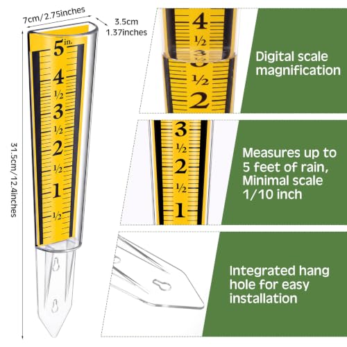 Yexiya 4 Pcs 5'' Rain Gauge Outdoor Acrylic for Garden Yard Lawn,Blue - color: Yellow