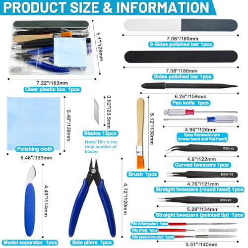 Bigstone 28 PCS Model Tools Kit Modeler Basic DIY Tools Hobby Building Tools Craft Set for Cars, Airplanes, Buildings, Robots Gundam Models Assemble Repairing and Fixing